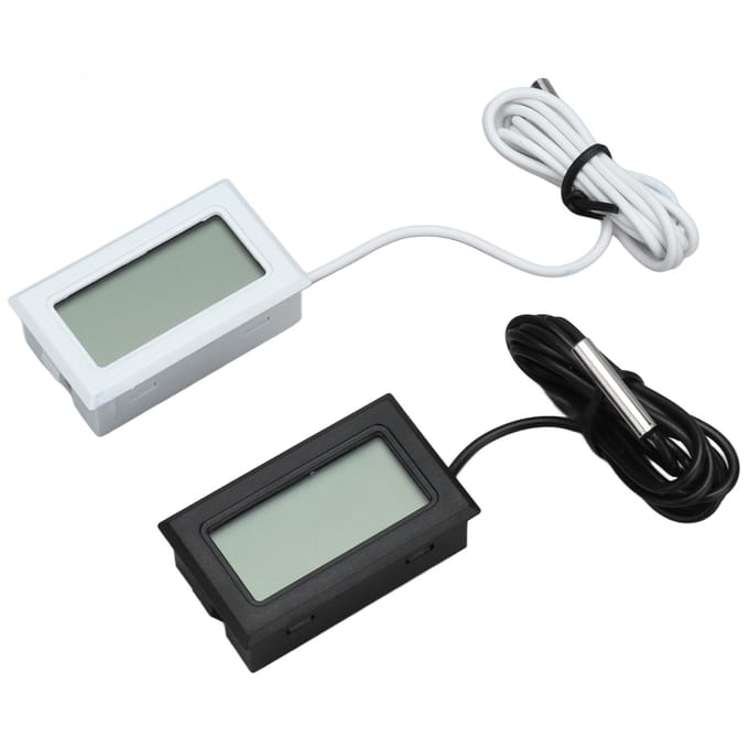 2 Stuks Elektronische Digitale Thermometer Thermostaat Temperatuurmeter 2s Refresh met Sonde(Zwart wit )