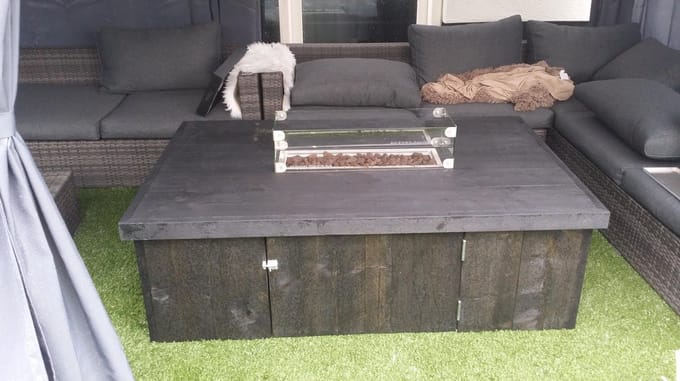 Vuurtafel Block Terrasverwarmer Black Wash steigerhout 100x150x50cm