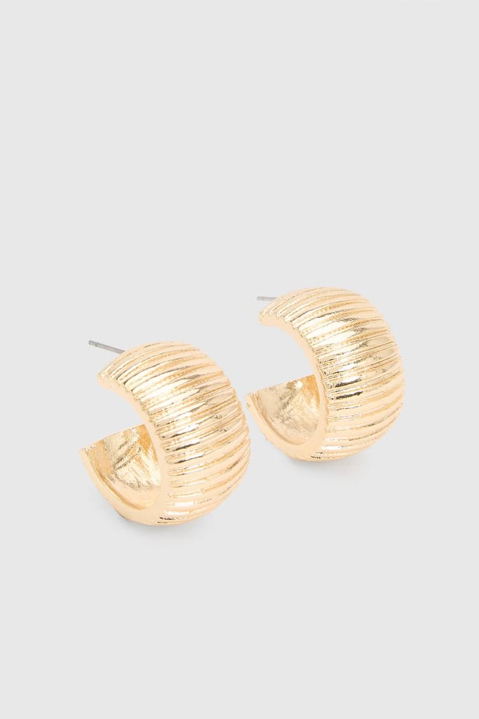 boohoo Dames Dikke Geribbelde Creolen | Goud