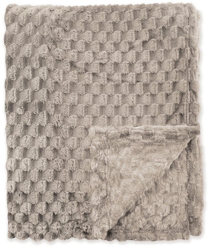Byrklund Plaid Fluffy Dots - 130x160 - 100% Polyester - Taupe