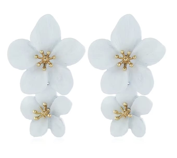 oorbellen- Glee -bloem -wit- goudkleurig- Charme Bijoux