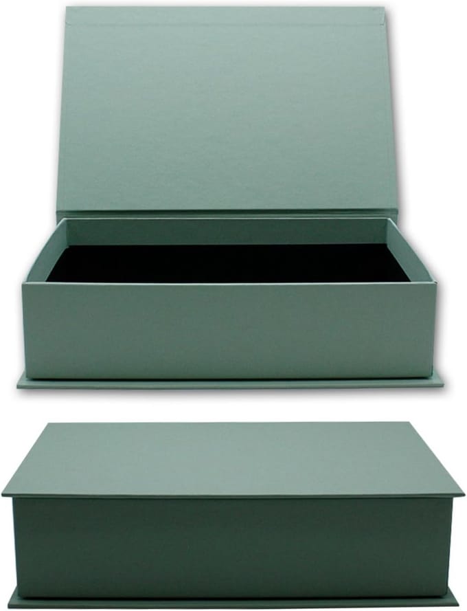 Set van 8 Luxe Cadeaudozen A5 met Klapdeksel - Eucalyptus & Zwart - Stevige Opbergboxen
