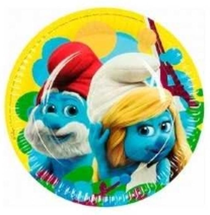 De Smurfen - verjaardagsbordjes karton - 8 stuks 23 cm.