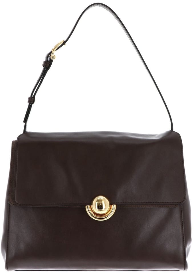 FURLA Leren schoudertas Domus Shoulder Bag 32 Espresso donkerbruin