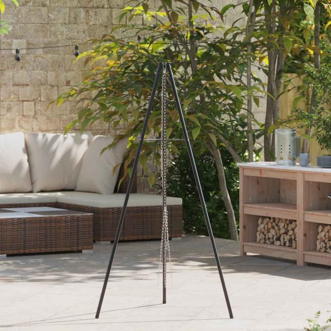 vidaXL Kampvuur tripod Zwart 92 x 92 x 151,5 cm Staal