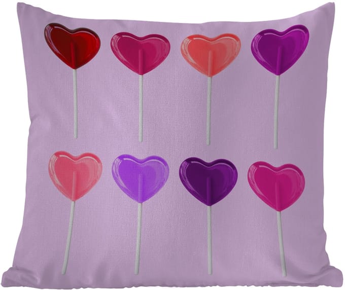 Tuinkussen - Lolly - Hart - Roze - Snoep - 40x40 cm - Weerbestendig