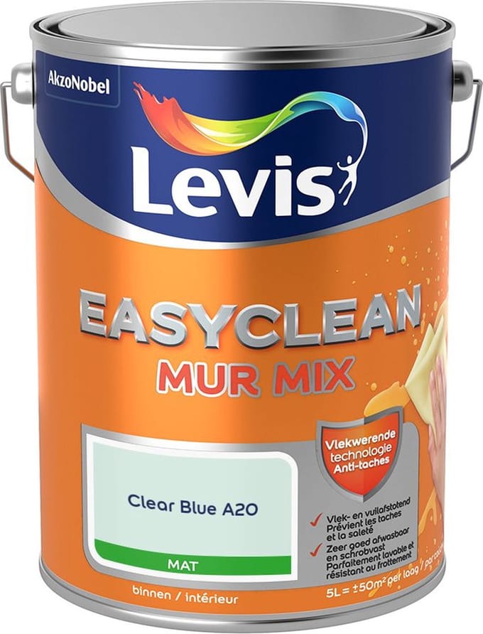 Levis - Easyclean Mur Mat Mix - Clear Blue A20 - Mengverf - 5 L
