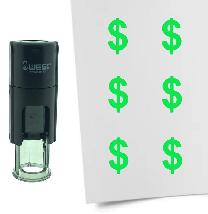 CombiCraft Stempel Dollar teken 10mm rond - groene inkt