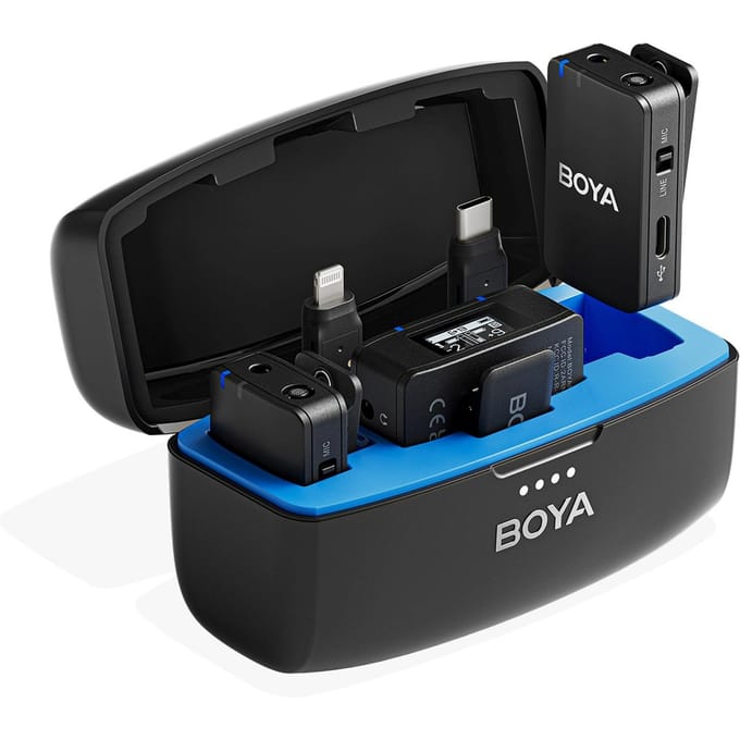Boya BOYAMIC 2-02 - Draadloze Microfoonset - 300m Bereik - 32-bit Float - 8GB Geheugen