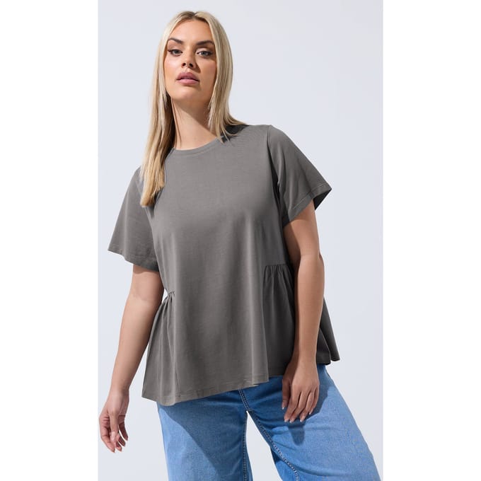 Limited Collection Grijs Tshirt Met Peplum Aan De Zijkant Size 50-52