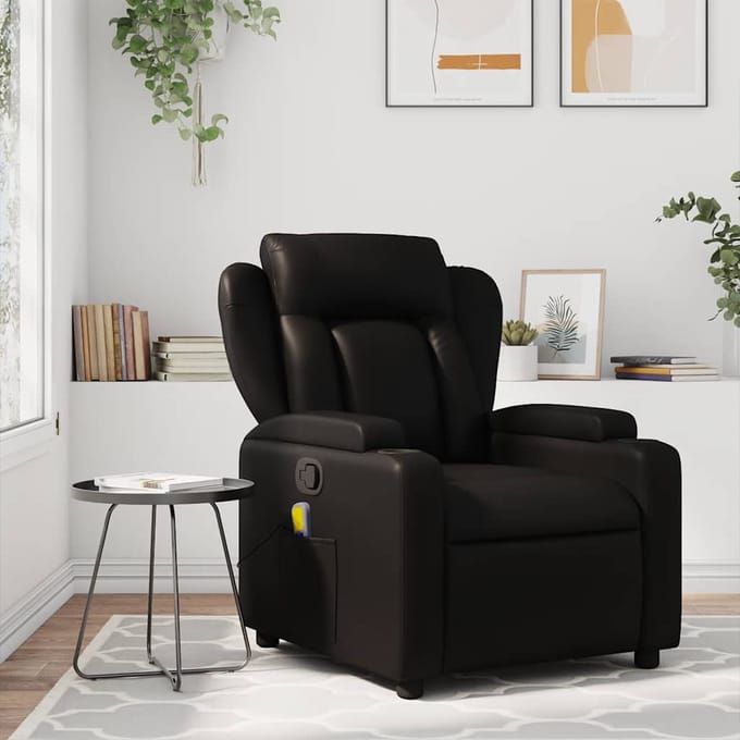 vidaXL - Massagestoel - van - zwart - kunstleer