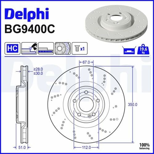 Remschijf DELPHI BG9400C, 1 stuk