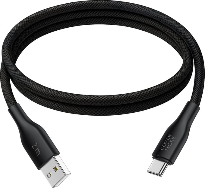 Usb C kabel - 2 meter - Usb A naar usb C - Geschikt voor android smartphone en tablet - Oplaadkabel - Datakabel - Stevig - Nylon - Zwart