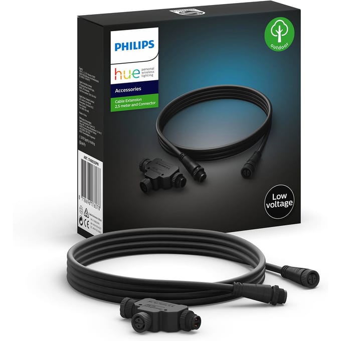 Philips Hue outdoor verlengkabel voor buiten - 2,5 meter + T-verlengstuk voor buiten