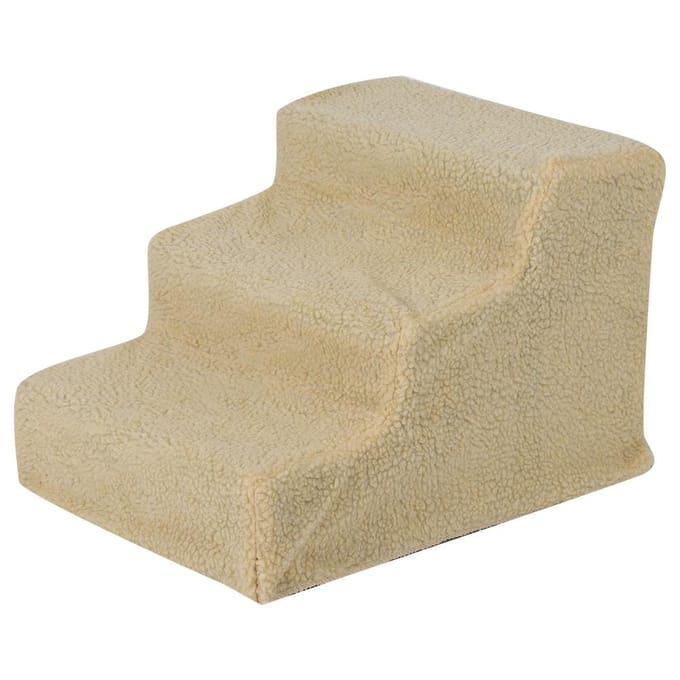 3-treden trap/oprijladder voor honden en katten met afneembare hoes voor hoogslapers(Beige) wit