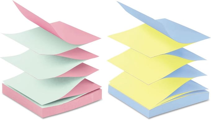 Opvouwbare Herbruikbare Notitieblokjes 3x3 Inch - Gemengde Kleuren, 100 Vel per Pak