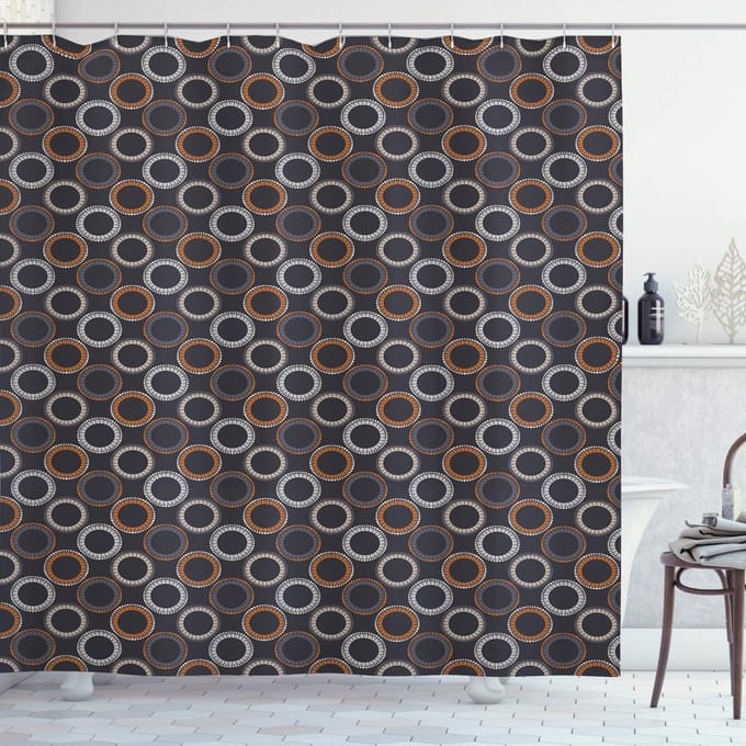 ABAKUHAUS Badgordijn – Abstracte geometrie – 175x180 cm – Grijs