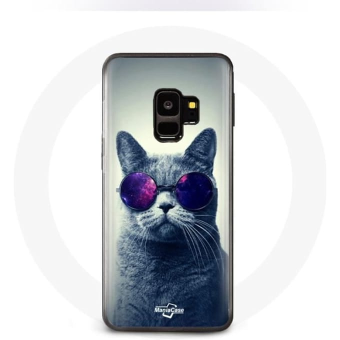 Samsung Galaxy S9 Cat hoesje met paarse bril