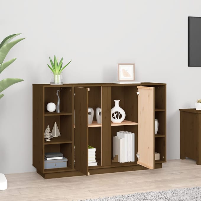 vidaXL - Dressoir - 120x35x80 - cm - massief - grenenhout - honingbruin