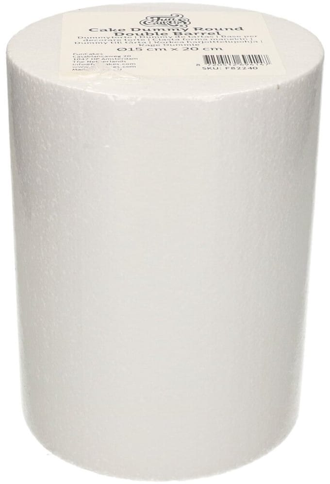 FunCakes Taart Dummy - Piepschuim Blok - Rond - Double Barrel - Ø15 cm x 20 cm