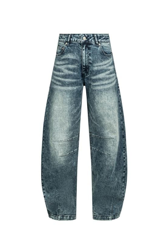 R.E.D. Rock-Engineered Design Blauwe jeans in barrel fit met borduursel en patch van imitatieleer - Dames - W28L30