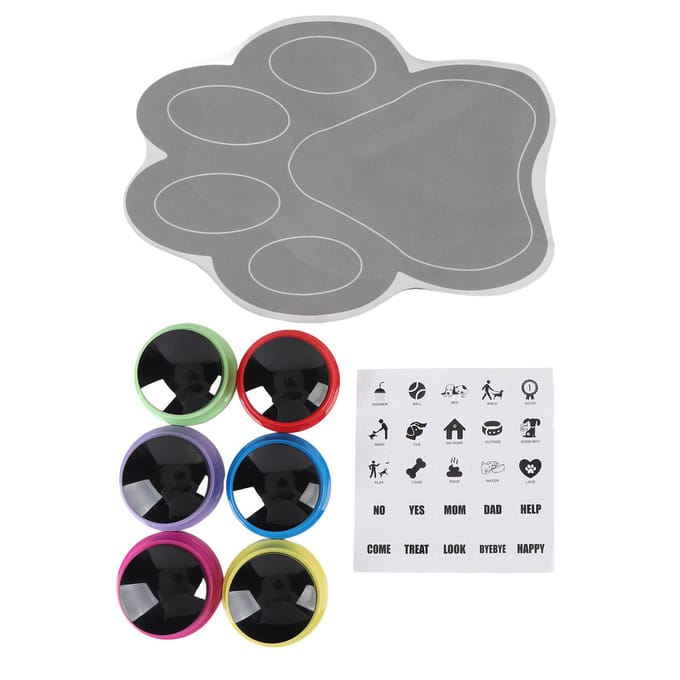 6pcs Boutons de Communication pour Chien Ensemble de Buzzers Parlants Interactifs Chat Chien Boutons d'Entraînement pour Animaux de Compagnie avec gray