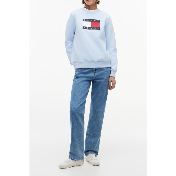 Tommy Hilfiger Regular Flag Crew Kingly Blue Größe: S | Pullover Outlet | Damen | Blau
