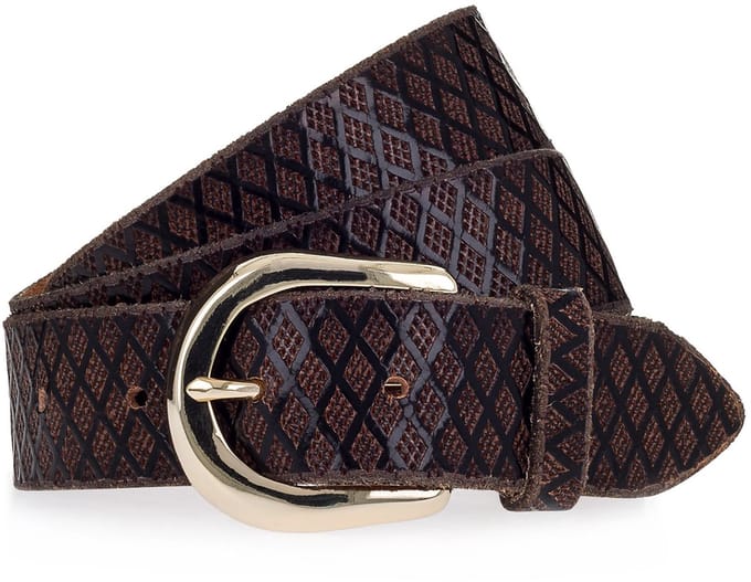 b.belt Riem Leer - Jongens - 75 cm - dunkelbraun