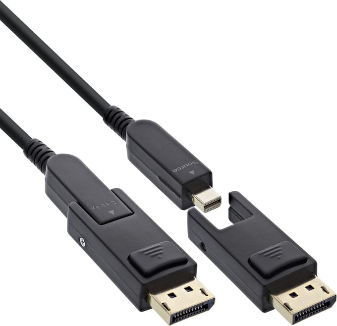 InLine® DisplayPort 1.4 AOC-kabel, 8K4K, DisplayPort-stekker afneembaar, 20 m