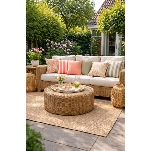 NOVÉE Sunset stripe olive outdoor kussenhoes | 45x45 cm | katoen/polyester