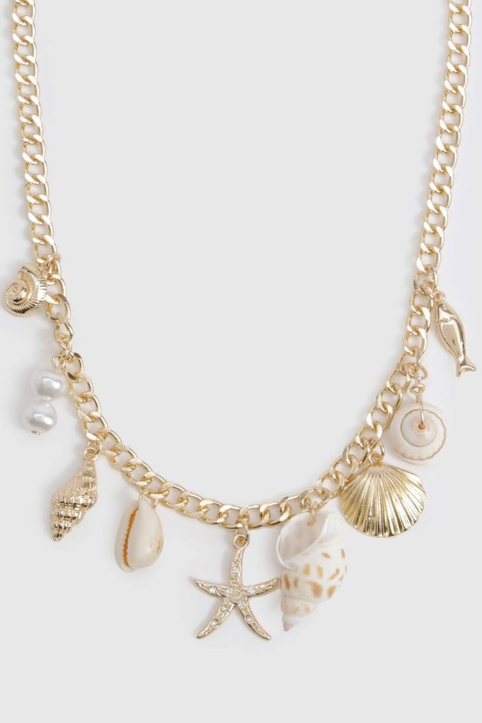 boohoo Dames Ocean Charm Ketting | Goud