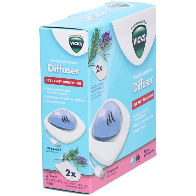 Vicks® Tragbarer Wasserloser Vernebler VH1800EU mit Menthol-Pads 1