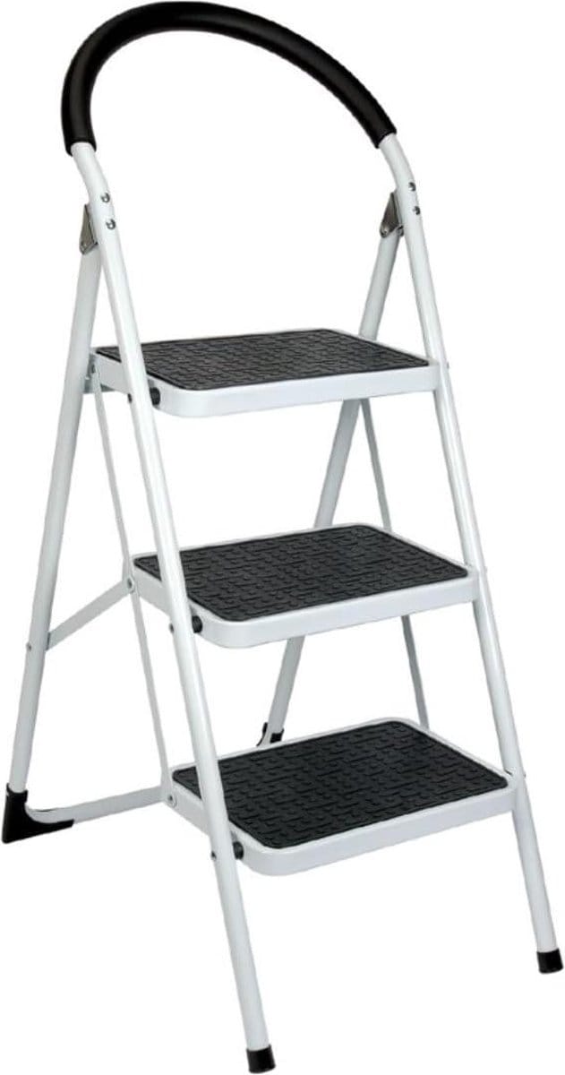 3-Rung stalen trapladder - Stalen stap met antislip treden