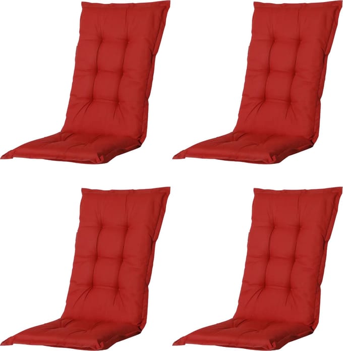 Madison - Tuinkussen - Universeel - Lage Rug - 4 st. - Basic Red - 105x50cm - Rood - Tuinstoelkussens - Standenstoel