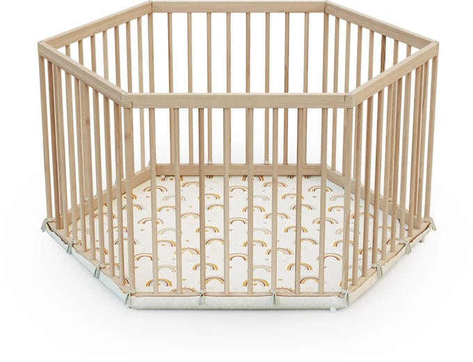 WEBABY - ALVEO Zeshoekige Houten Babybox - 125 x 109 x 65 cm