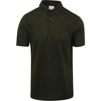 KnowledgeCotton Apparel Poloshirt Linnen Donkergroen - Maat M - Heren