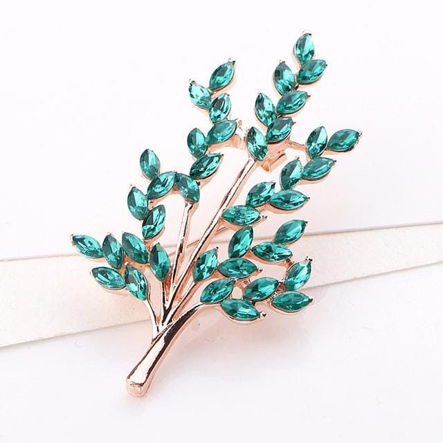 Prachtige High-End Broche Blad Kristal Glas Strass Plantentak Speld Dames Mode blue