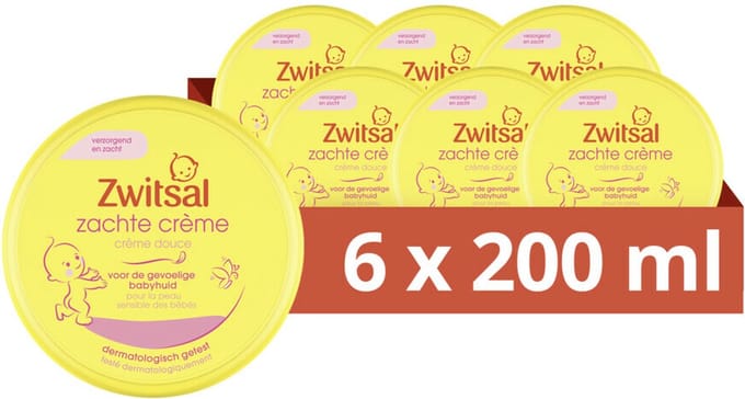 Zwitsal Zachte Creme - 6 x 200 ml - Voordeelverpakking