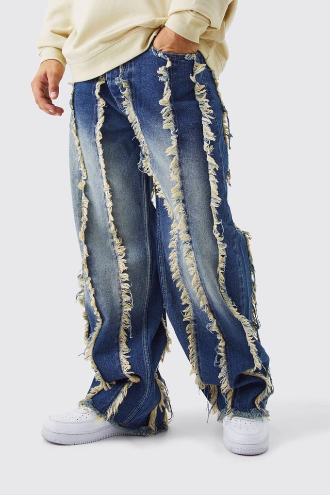 Baggy Rigid Versleten Afgezoomde Jeans | Antique Wash | Size 32R
