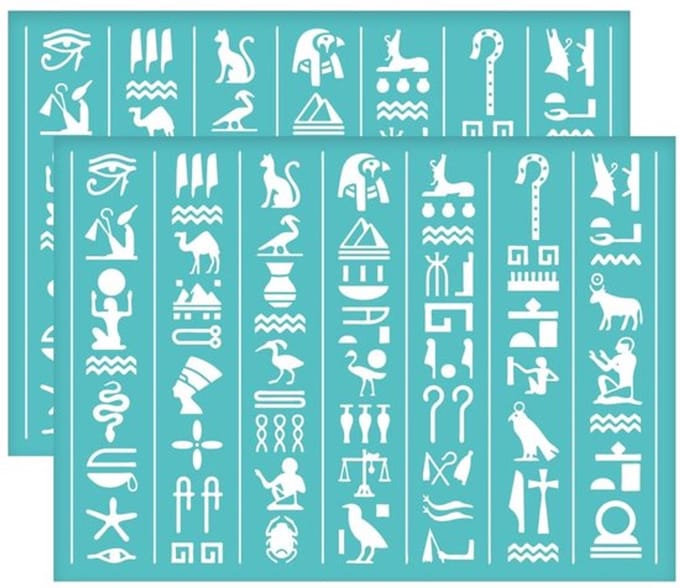 Store_7 - Zelfklevende Zeefdruk Stencil - Egyptische Hiërogliefen