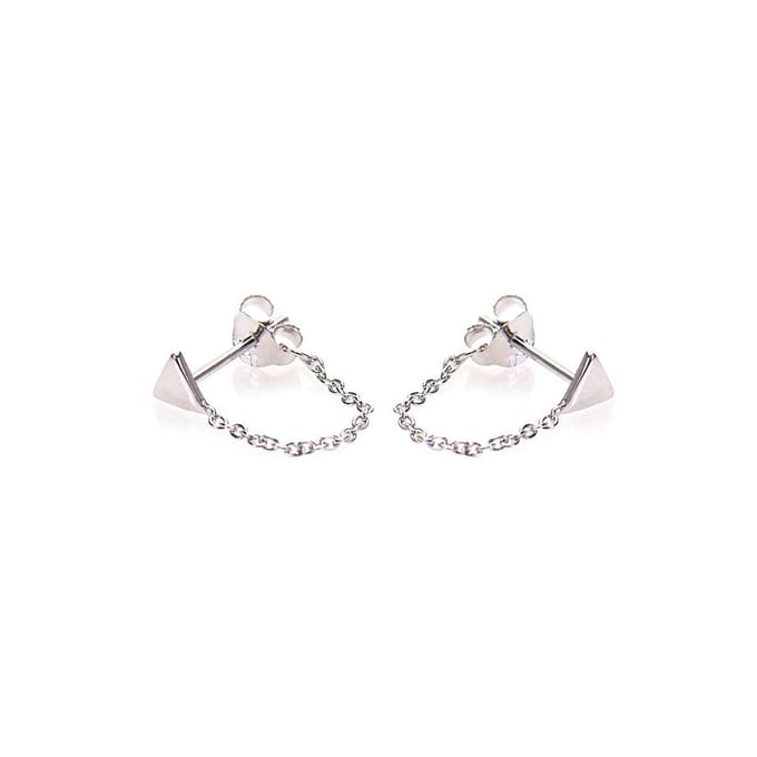 Karma Chain Triangle Silver Oorknoppen  - Zilver