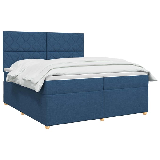 vidaXL - Boxspringbed - met - matras - met - hoofdeinde - Blauw - 200 - x - 200 - cm - Stof