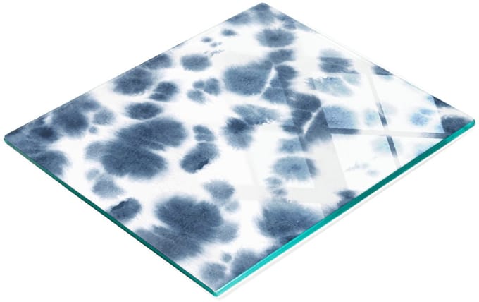 Serveerplank van gehard glas met stippenpatroon, 60x52 cm