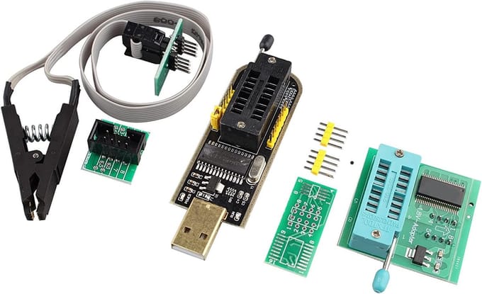 Cosensi - CH341 USB Programmer - Compact ontwerp - Inclusief SOIC8 Test Clip - Voor USB en Flash - Geschikt voor PC en laptop