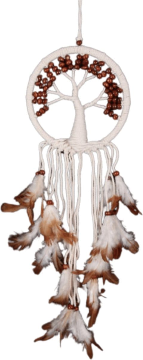 Dromenvanger - Tree of life bruine kralen 9cm - Dreamcatcher