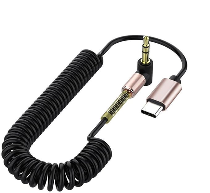 USB C naar AUX Kabel - Type C Audiokabel - Muziek Luisteren Auto - Intrekbaar Ontwerp - 1 meter - Zwart