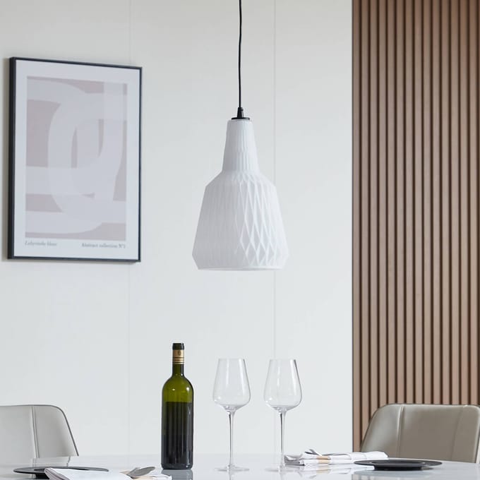 Lindby - hanglamp - 1licht - Glas, metaal - H: 35 cm - E27 - opaal