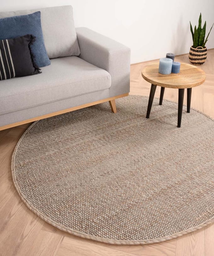 Rond wollen vloerkleed - Lett beige/crème 300