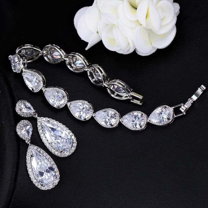 100% 925 Sterling Zilver Smaragd Topaas Citrien Amethist Edelsteen Ketting/Oorbellen/Armbanden Sieraden Sets 45 cm wit