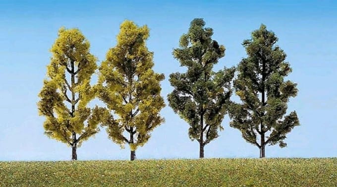 Decoratie Bomen - Model Bomen - Modelbouw Scènes - Set van 4 stuks - 7 cm hoog - Groen Bruin